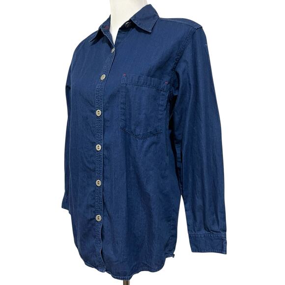 Chico’s Design Vintage Denim Dark Blue Button Up Shirt Long Sleeve Womens S (0) - Picture 3 of 8